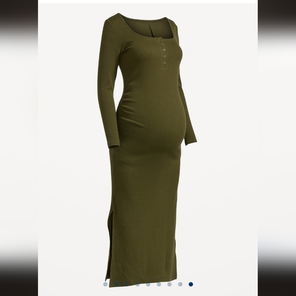 Maternity Long Sleeve Henley Bodycon Dress - Picture 3 of 3